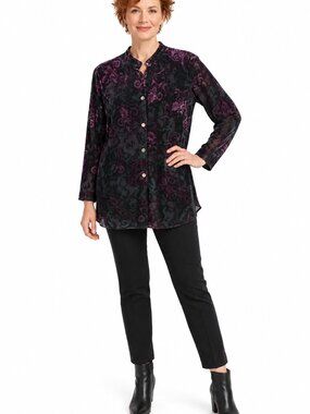 Units Women's Velvet Blouse - Black and Purple